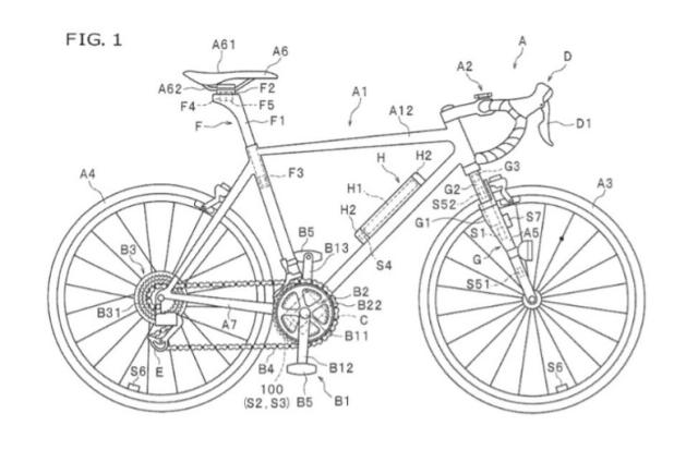 Rozkres kola k patentu o využití AI (zdroj: Shimano)