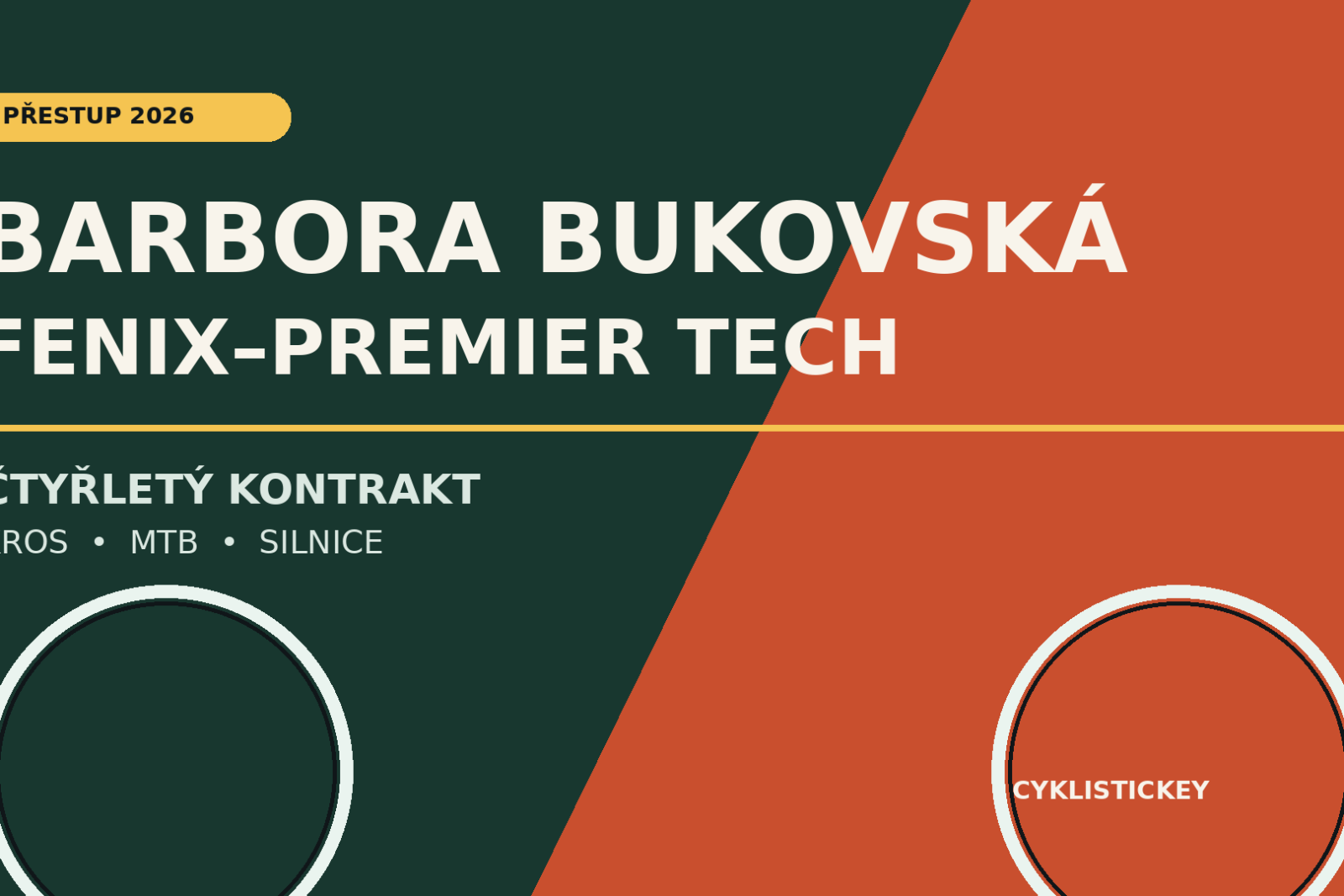 Barbora Bukovská jde do Fenix-Premier Tech. Kros ani bajk odkládat nemusí